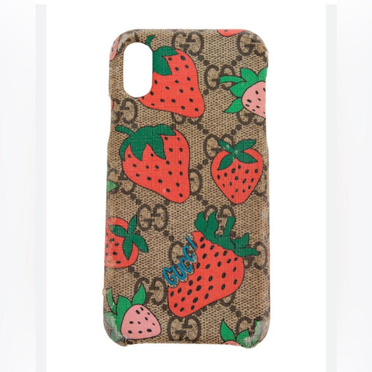 Gucci GG Supreme IPhone Case, Strawberry New in Box Retail $275
