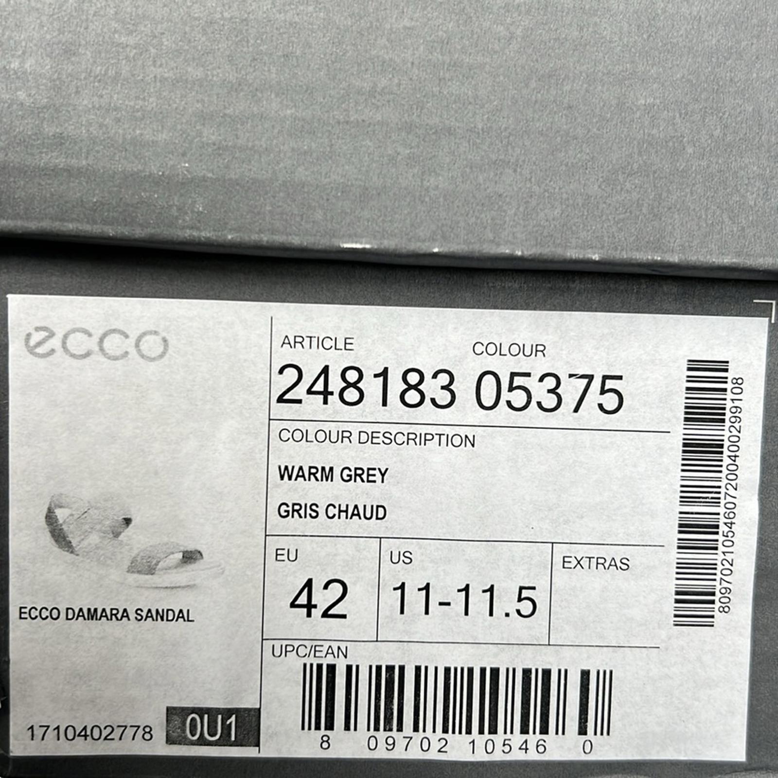 Ecco Warm Grey Damara Suede Leather Sandals, Size EU 42 | US 11-11.5 New in Box