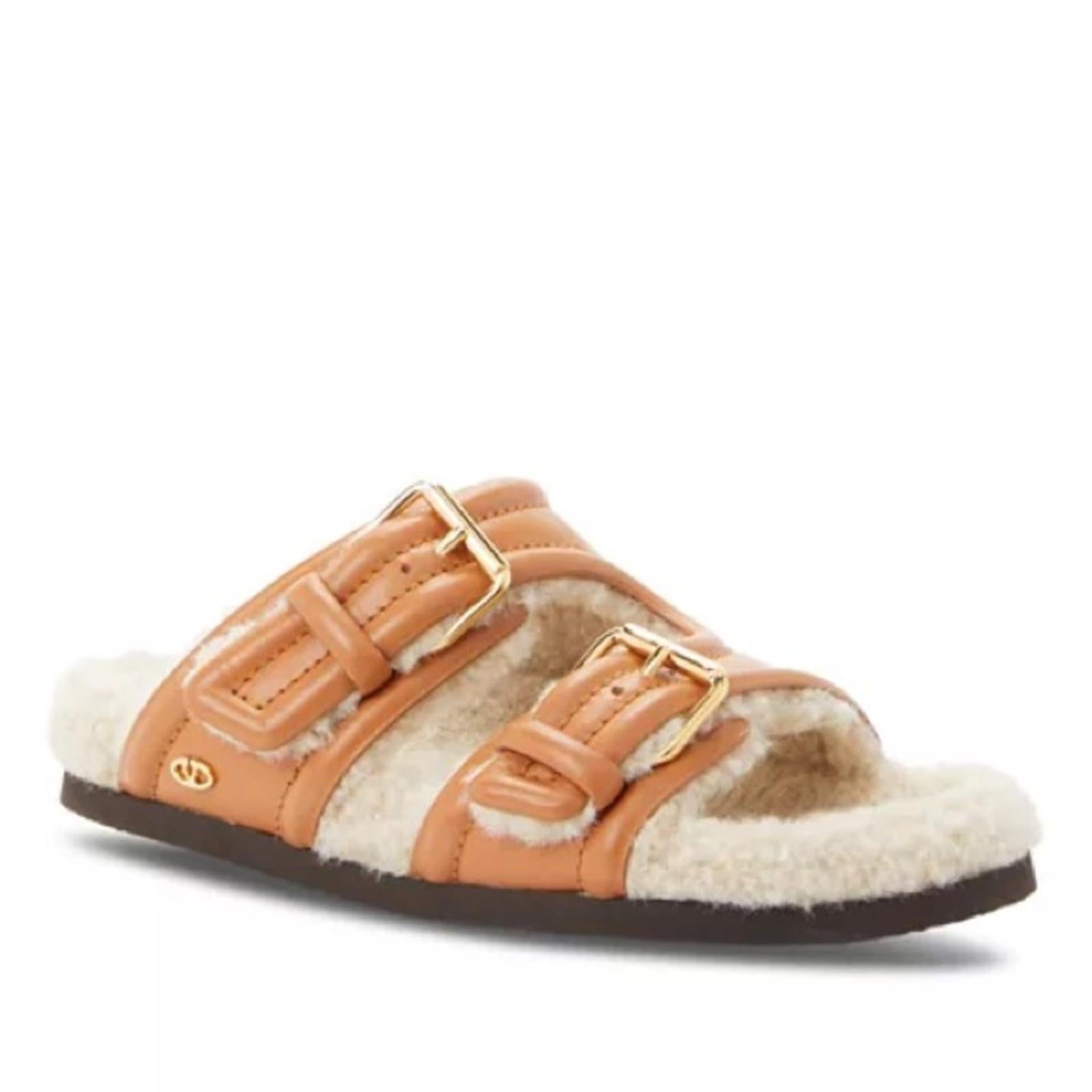 Valentino Garavani Women's Double Buckle Fleece Lined Sandals, Size 41 w/Dustbag