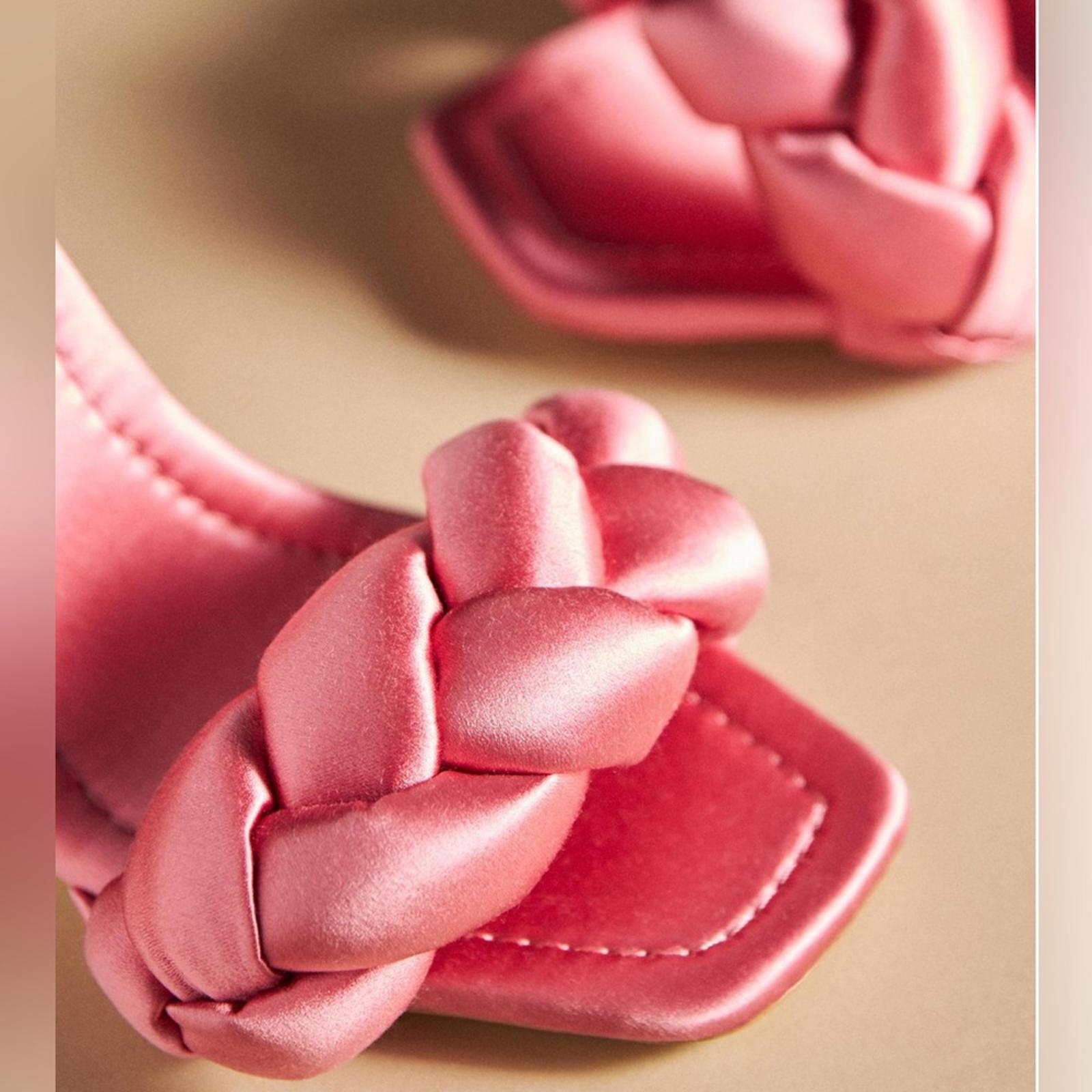 Loeffler Randall Freya Braided Curved Heel Sandals Bubblegum, Size 11 New in Box
