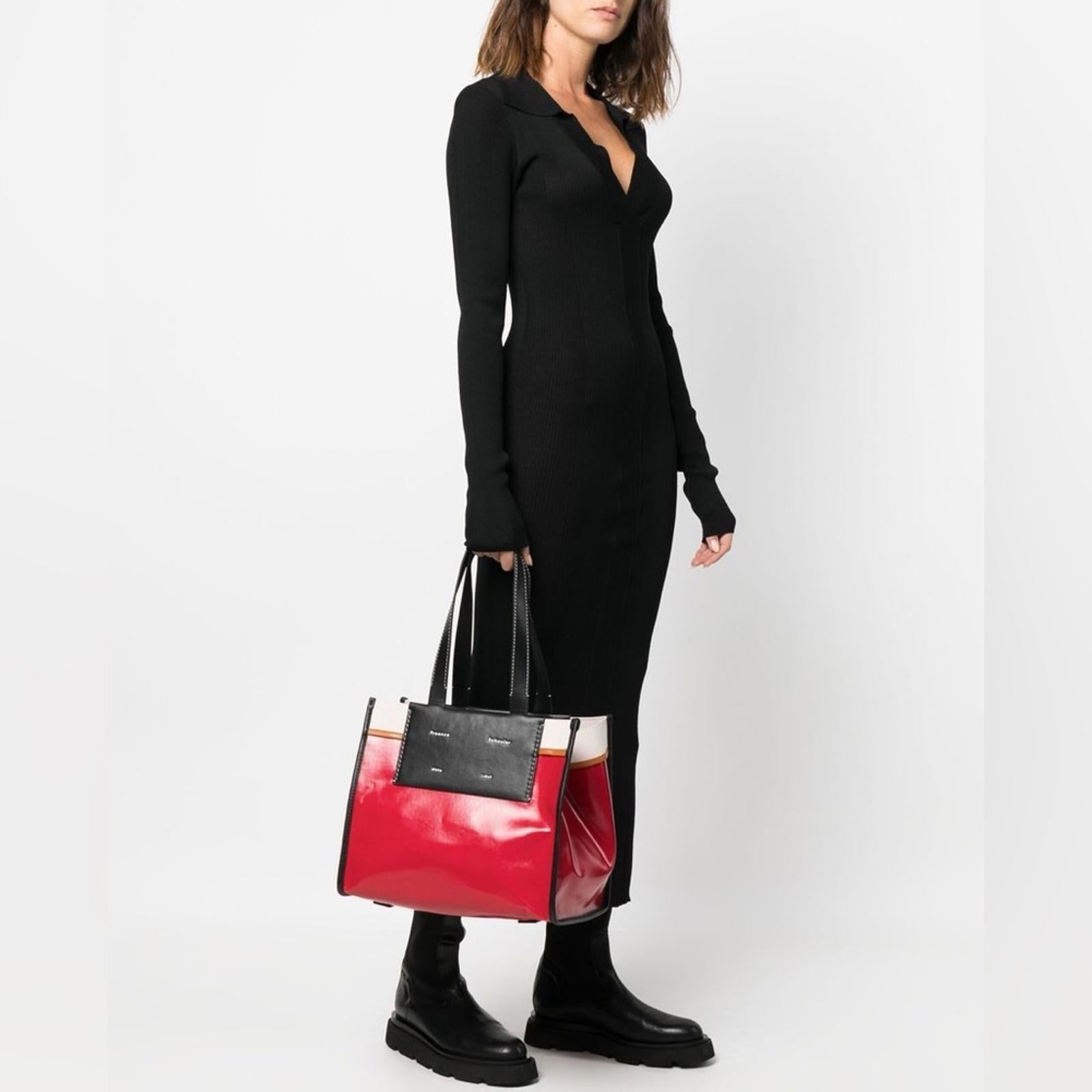 Proenza Schouler White Label Morris Large Coated Canvas Tote in Red, New w/Tag