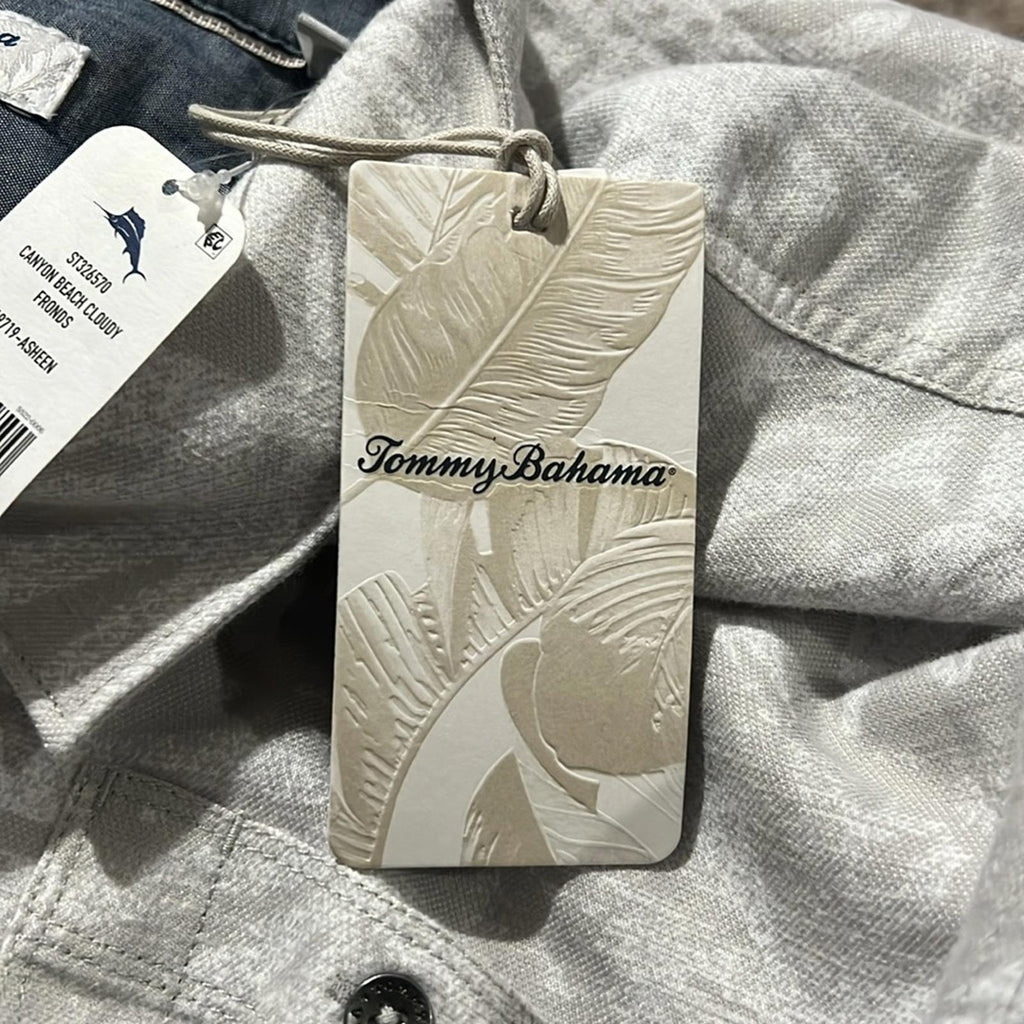 Tommy Bahama Canyon Beach Cloudy Fronds Flannel Button-Up Shirt in Asheen, XXXL