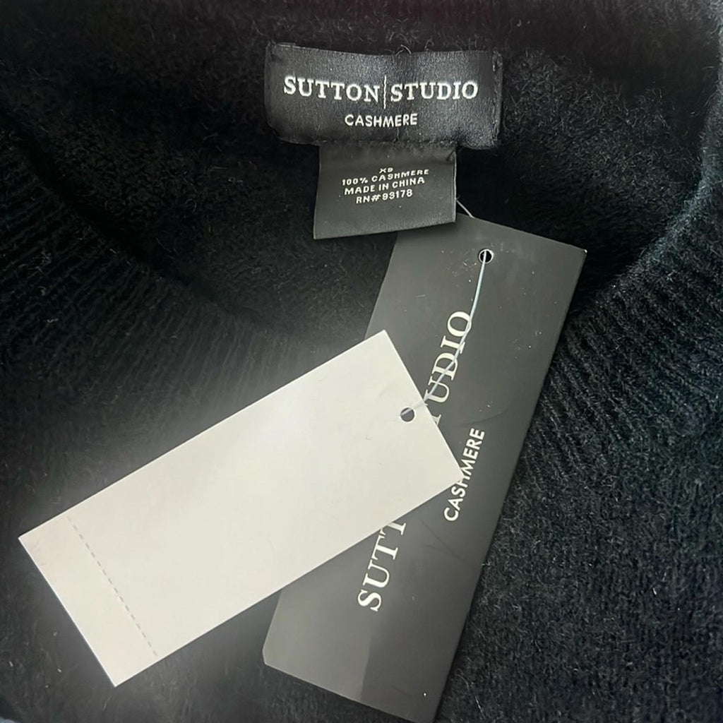 Sutton Studio Cashmere Crewneck in Black, Size XS NEW w/Tag $215
