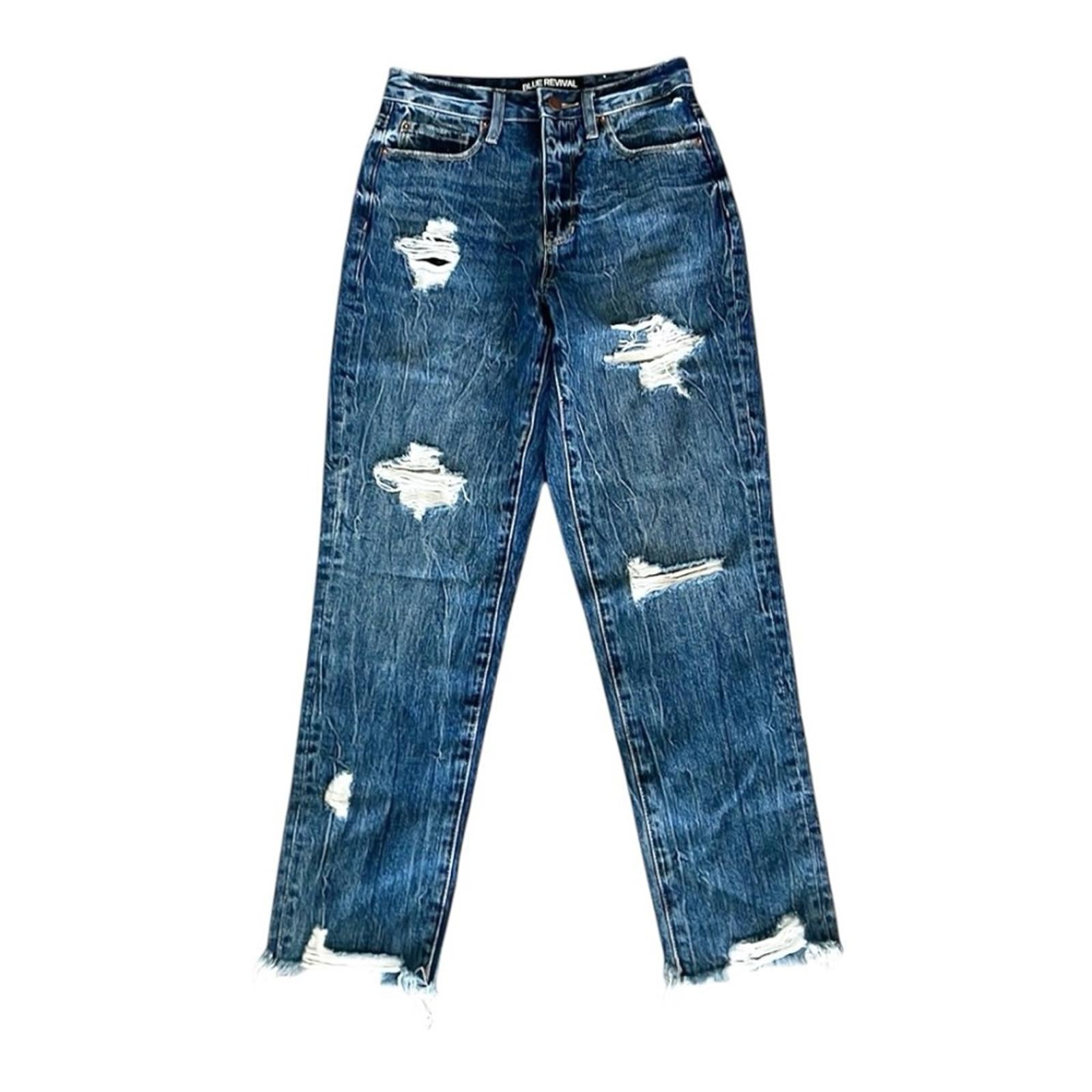 Blue Revival Boyfriend Distressed Jeans in Blue/Monaco Size 24 New w/Tag $139