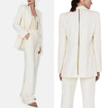 Galvan London Spinal Chain Embellished Blazer in Off White/Silver, NWT, Size 2
