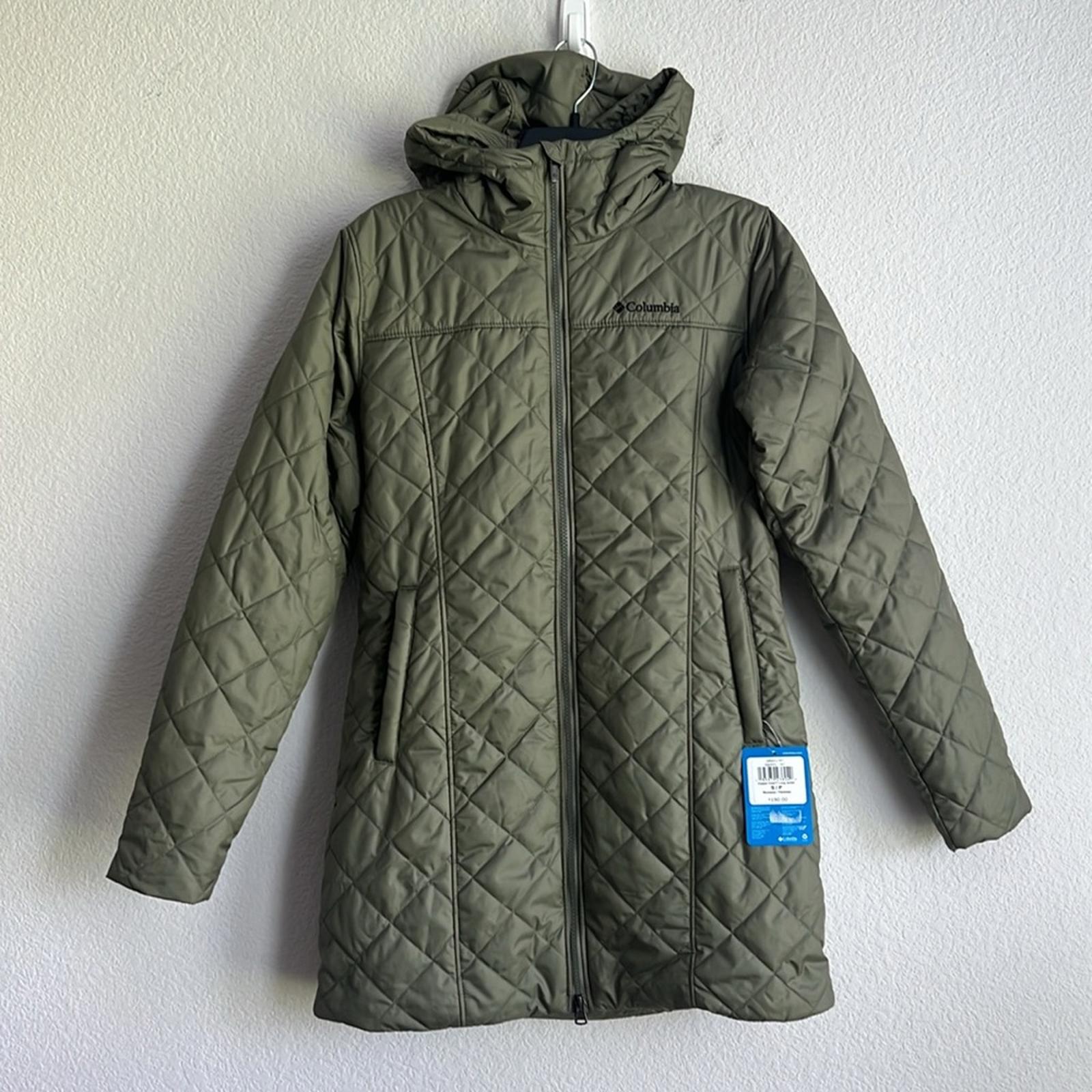 Columbia Copper Crest Hooded Fleece-Lined Mid-Length Coat in Green, NWT, Size S