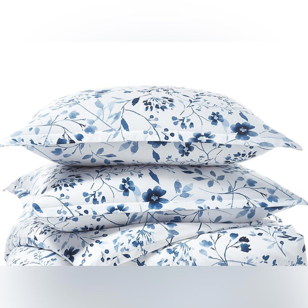 2 SKY Gracie Euro Shams in White & Blue, New in Box $160