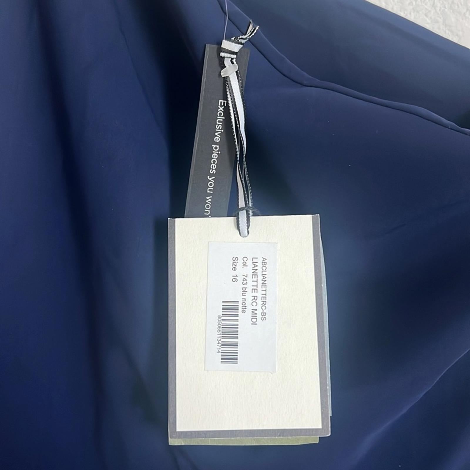 Chiara Boni NAVY Lianette One-Shoulder Beaded Trim Dress, NEW, Size 16