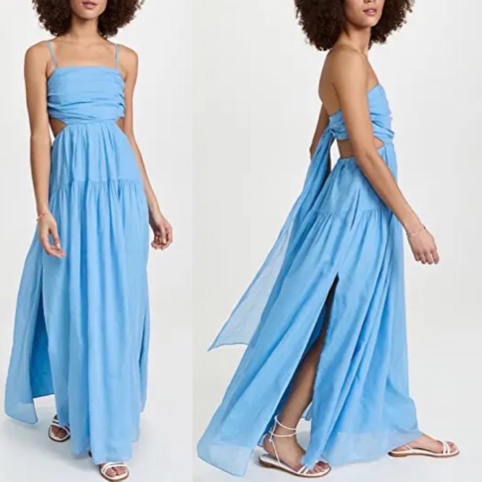 Rebecca Taylor Wrap Back Maxi Dress in Azul Blue, NWT, Size 16, Retail $525