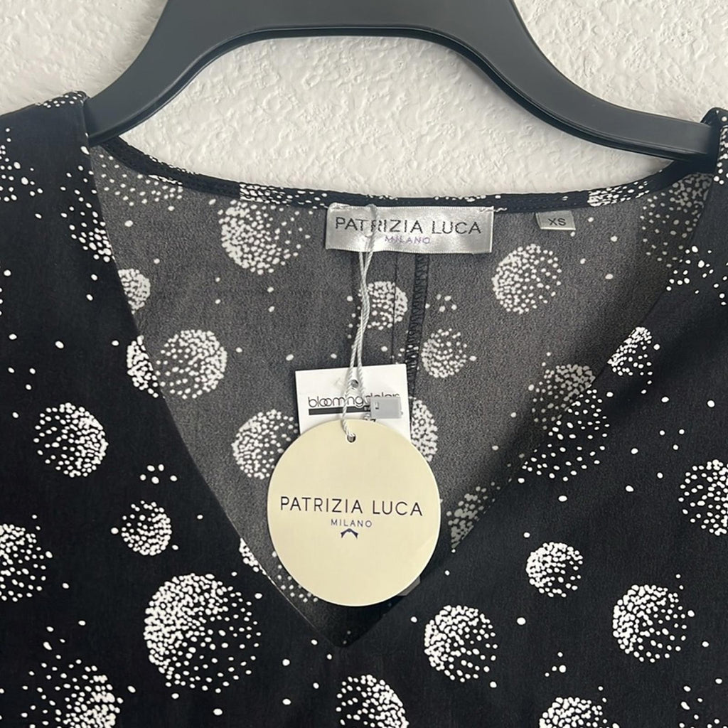Patrizia Luca Oversized Geometric Moon Print Hi-Low Tunic, Black/White XS NWT