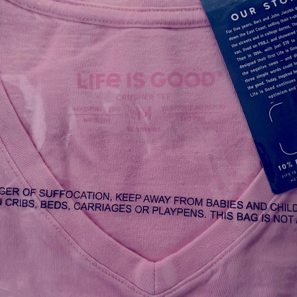 Life is Good Crusher Tee “YEAH BUOY” Pink, Size M New w/Tag