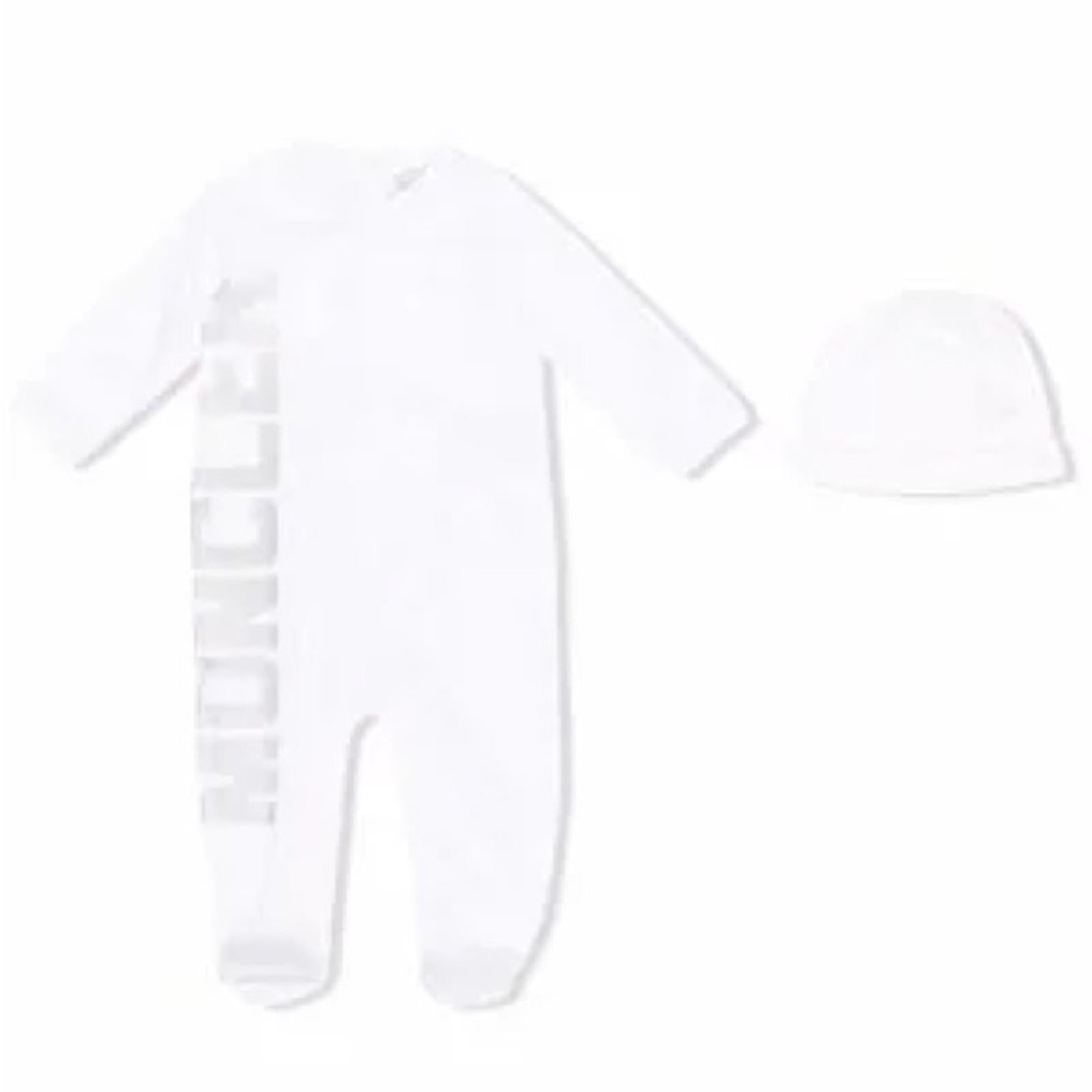 Moncler Enfant Logo Babygrow Set 2-Piece Footie &Hat, White Size 9/12M New w/Tag
