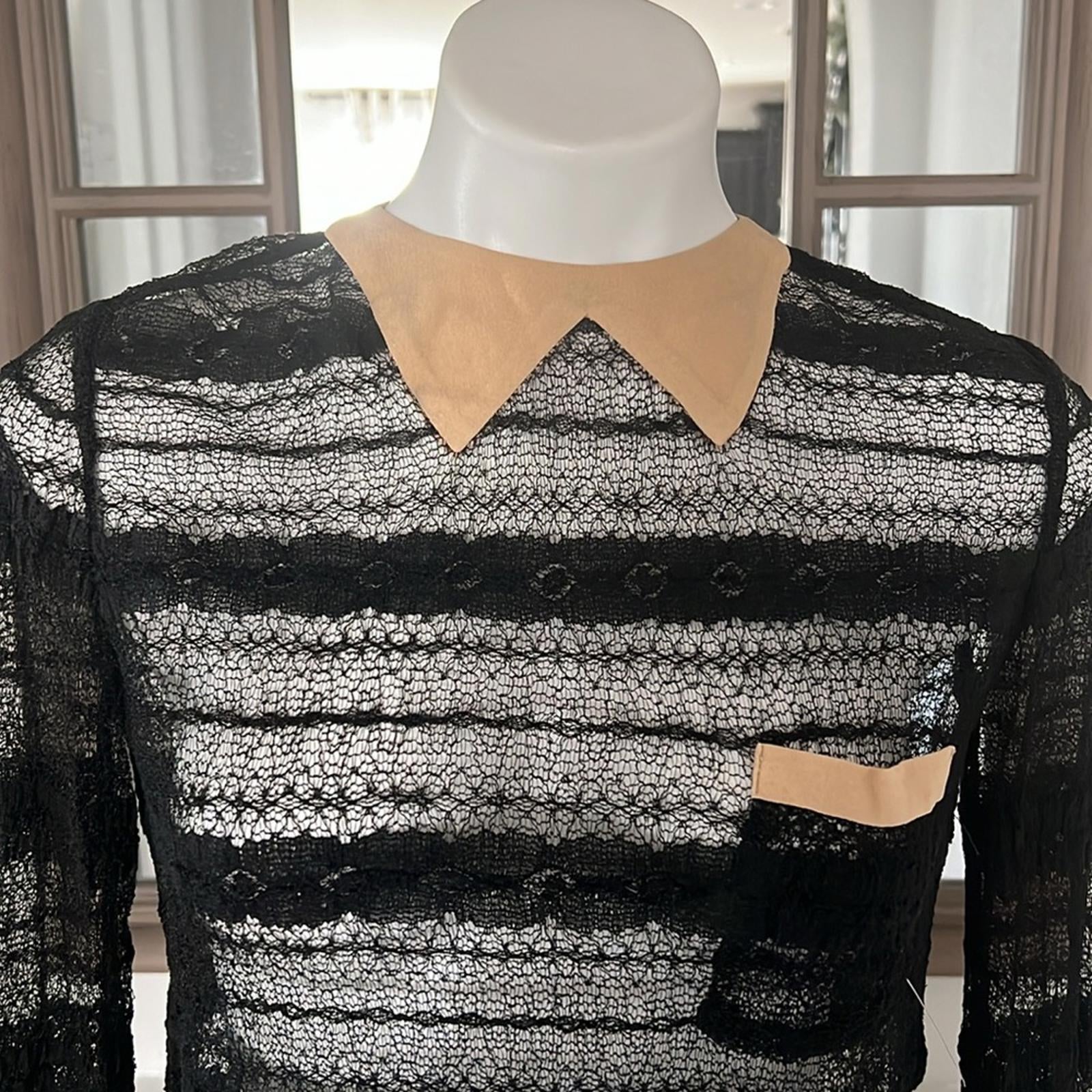 Opening Ceremony Sheer Lace Blouse in Black, Size S
