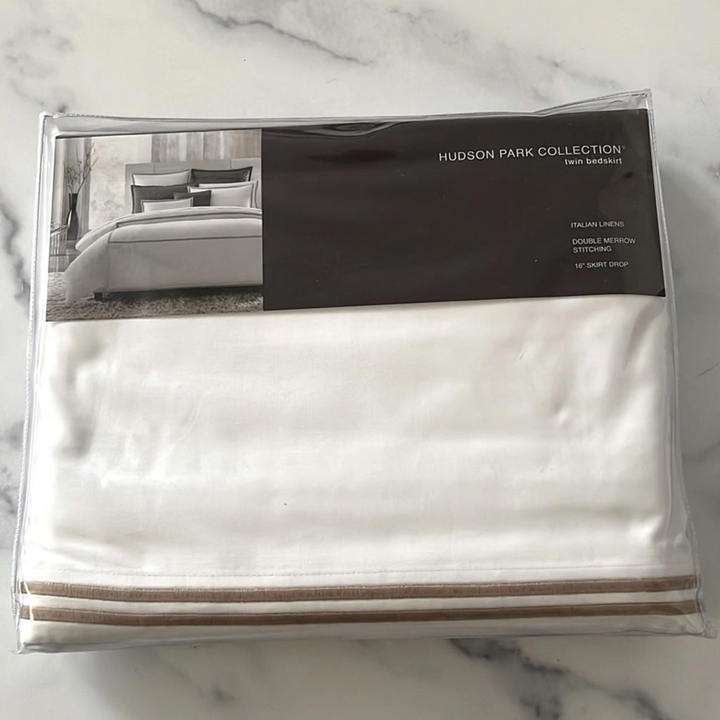 Hudson Park Collection Italian Percale Twin Bedskirt w/Double Merrow Stitching