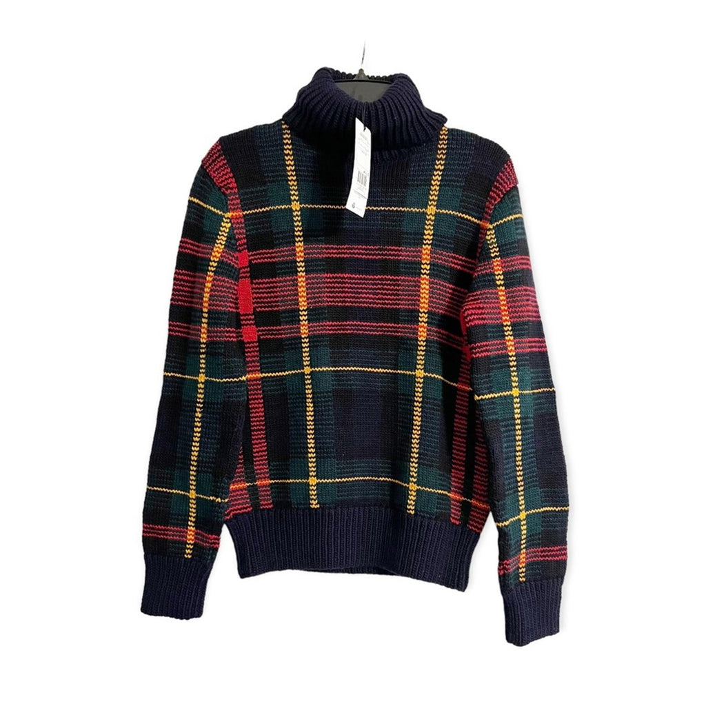 NWT Polo Ralph Lauren Checked Wool Rollneck Sweater, Size XS New w/Tag $998