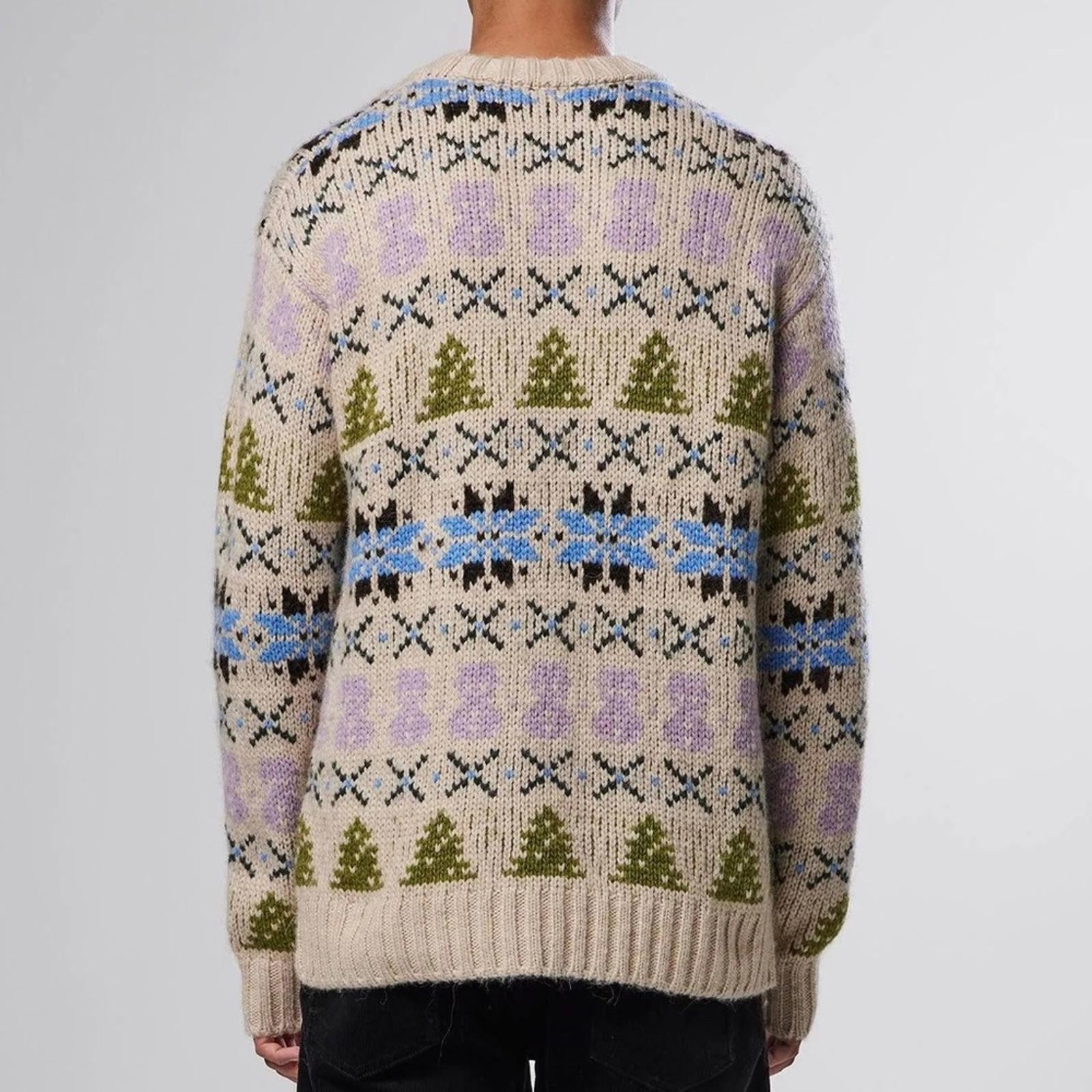 NN07 Stein Wool-Alpaca Blend Crewneck Sweater in Ecru Multi Size XL NWT $370