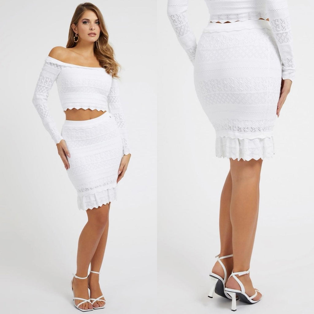 NEW Guess Pointelle Deeta Skirt in Pure White, Size XL New w/Tag