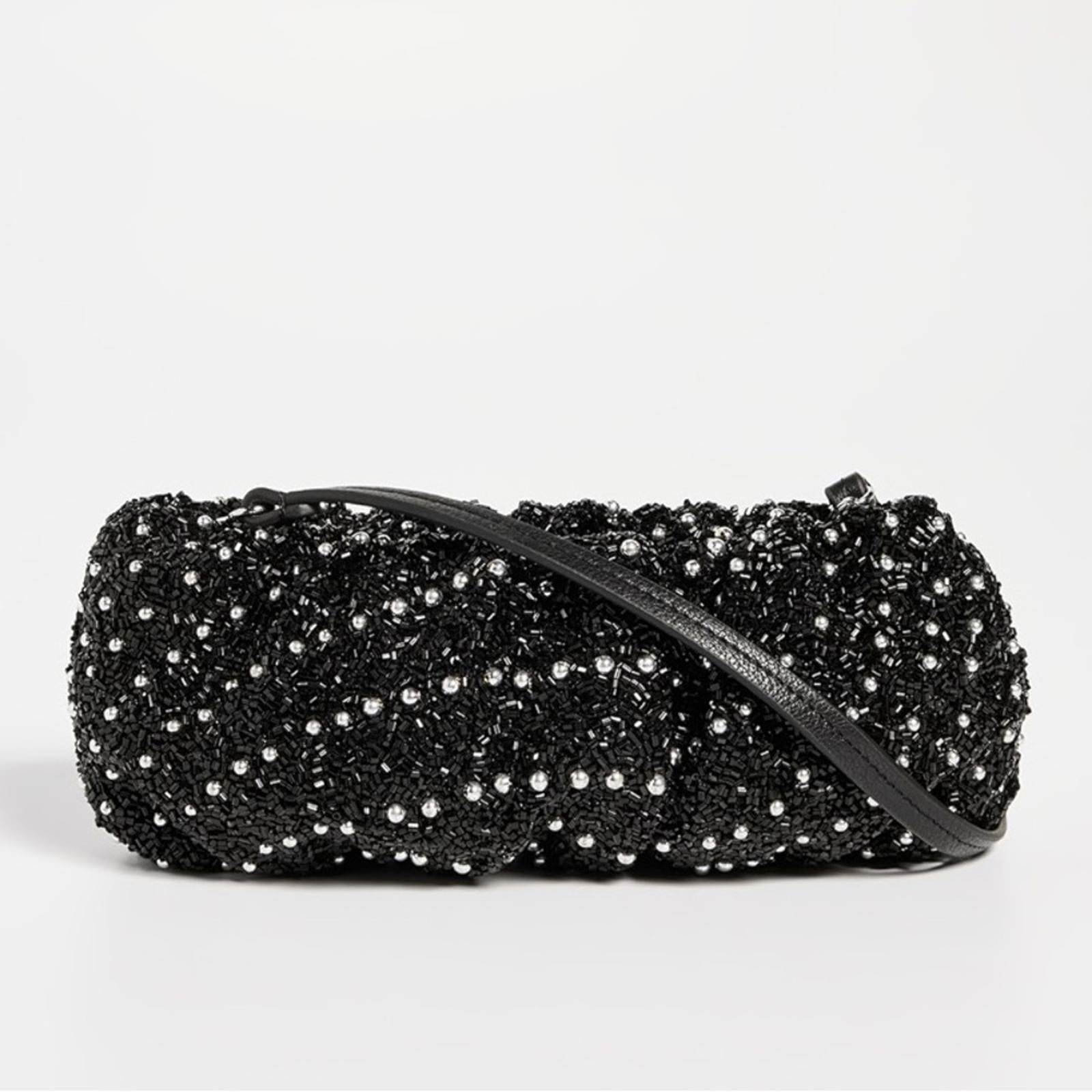 STAUD Cosmic Wave Beaded Bean Bag in Black, New w/Tag