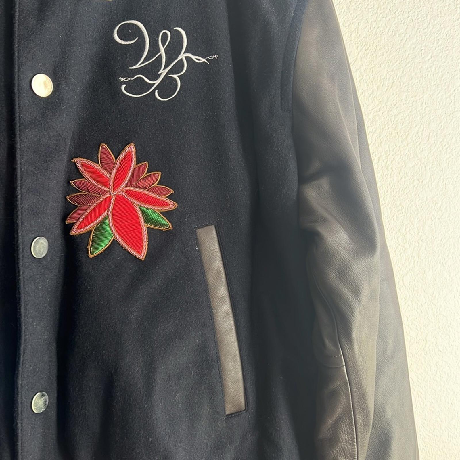 Wales Bonner Navy Ascend Varsity Bomber Jacket in Navy & Brown, NWT, Size 52