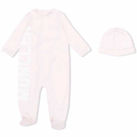 Moncler Enfant Logo Babygrow Set 2-Piece Footie & Hat Size 6/9M New w/Tag