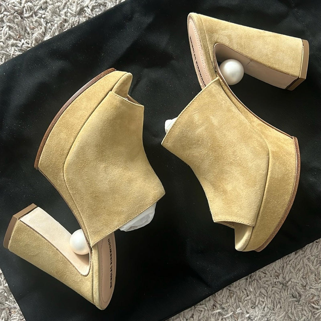 Nicholas Kirkwood Annabel Suede Mule in Hazel Suede Size 36.5 New +DustBag