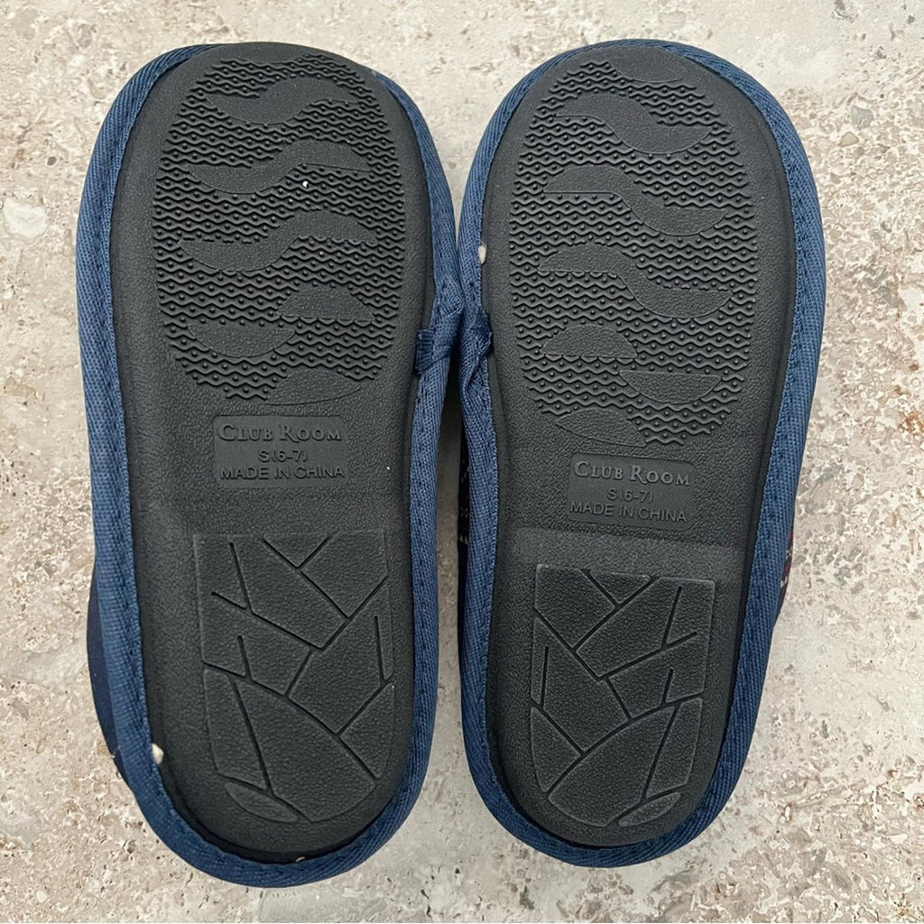 Club Room Men's Moose-Print Slippers (Navy, Small) Size 6-7 New in Box