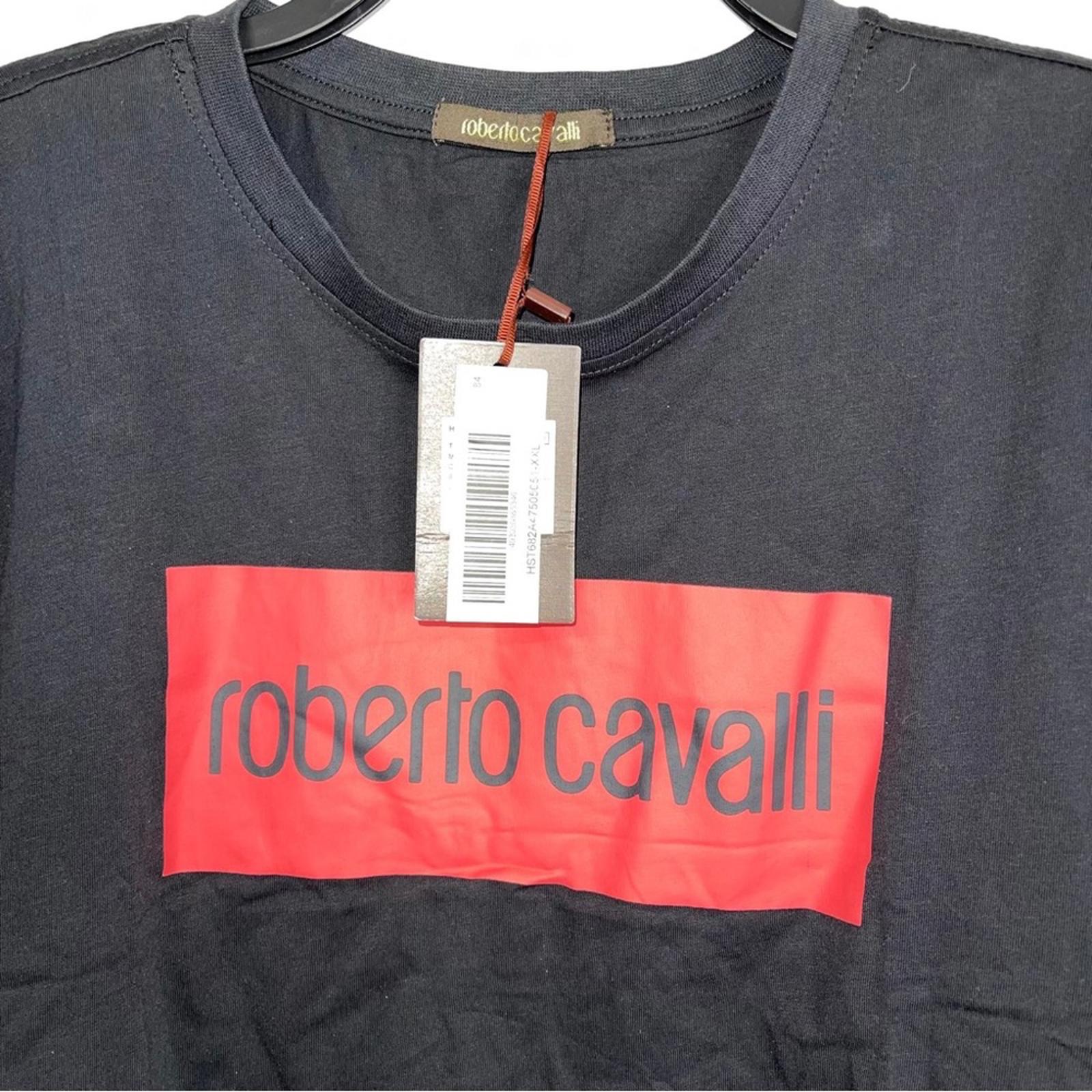 Roberto Cavali Graphic Logo Print T-Shirt in Black, Size XXL NEW w/Tag