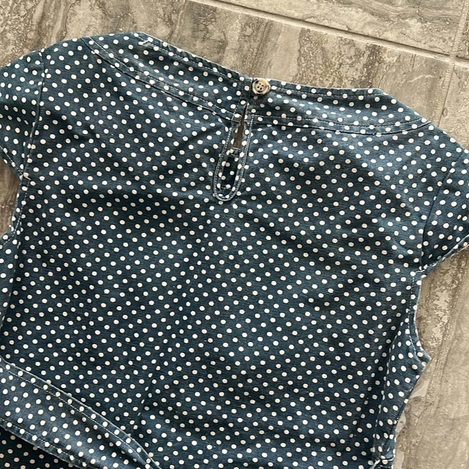 UTILITY Canvas Twill Belted Dress, Denim Blue White Polka Dot Size XS EXCELLENT!