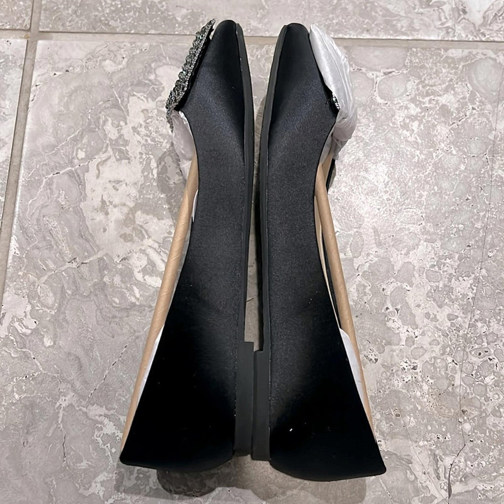 Badgley Mischka Emerie Slip On Embellished Flats Black, Size 5.5 NEW +DustBag