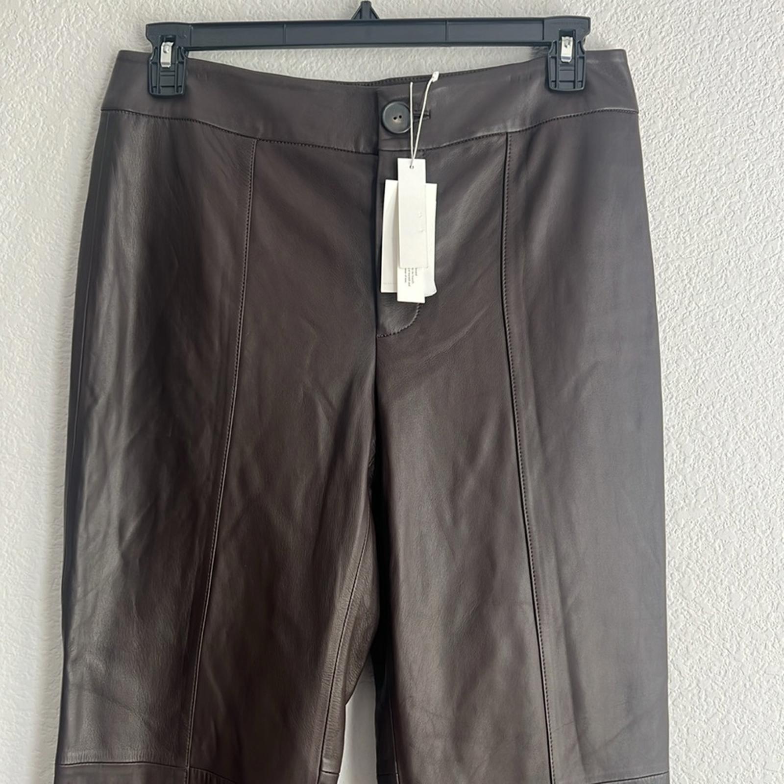 Vince Leather Flare Pants in Brown, NWT, Size 10