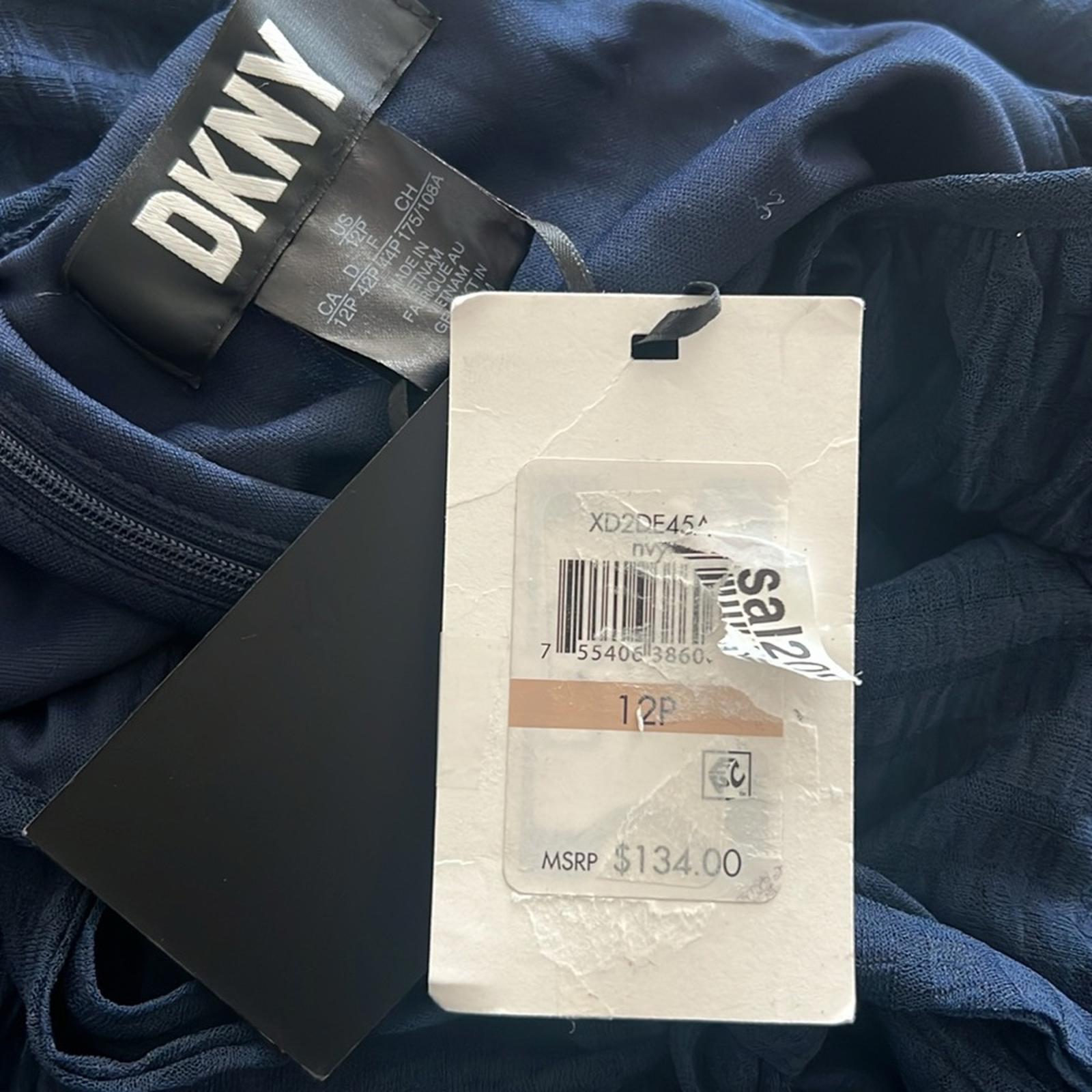 DKNY Petite Belted Halter Dress in Navy, NWT, Size 12P