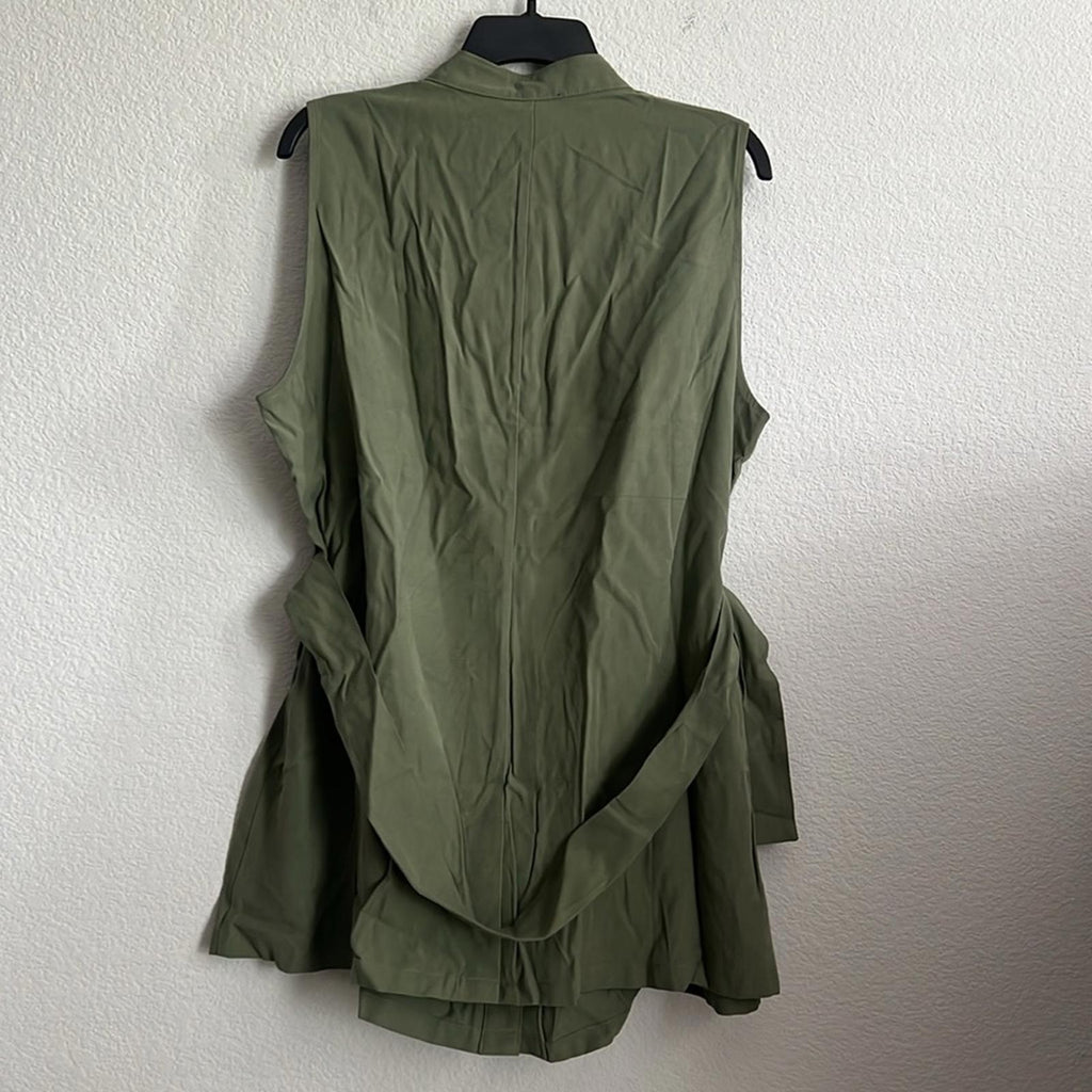 Lane Bryant Belted Utility Cargo Vest in Olive Green, Plus Size 14/16, New w/Tag