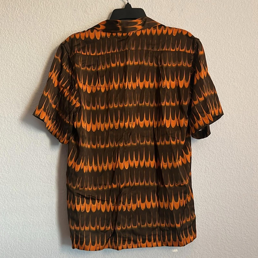Wales Bonner Rhythm Short Sleeve Shirt in Brown Orange, NWT, Size 46