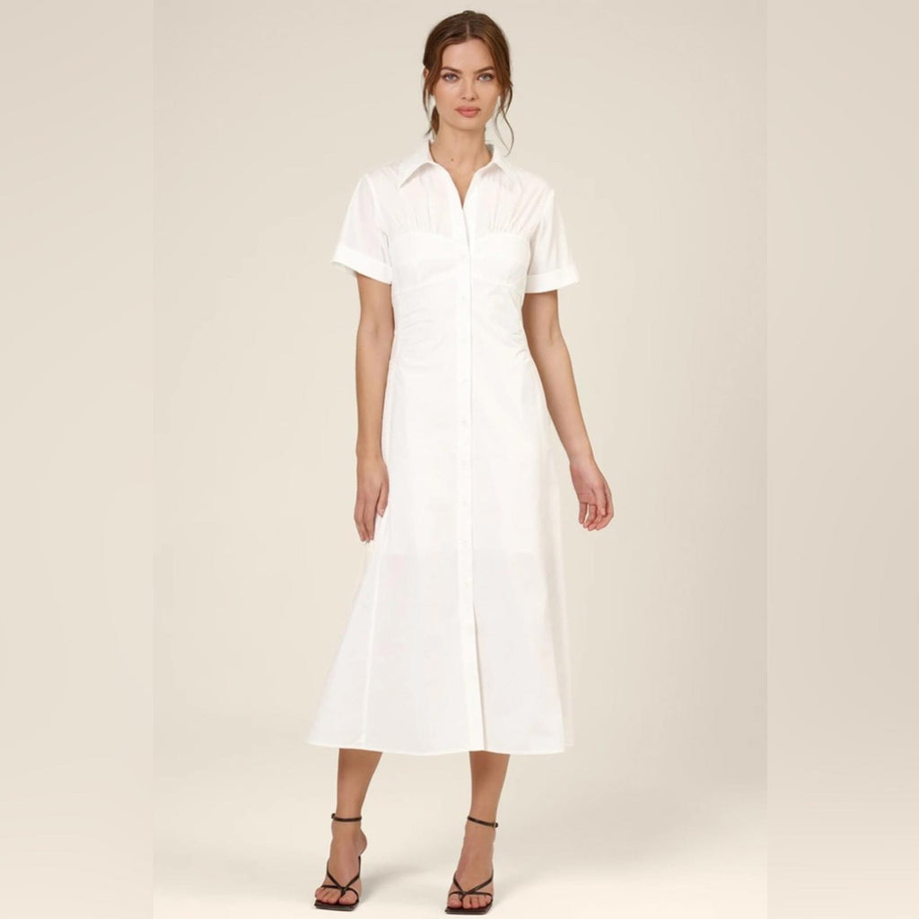 Nicholas Tenley Shirtdress Dress in White, NEW, Size 8, Retail $395