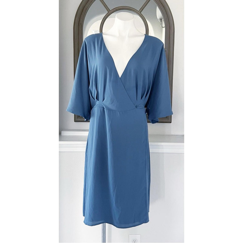 NEW Standards & Practices V-Neck Kimono Wrap Dress in Slate Blue, Size 1X NWOT