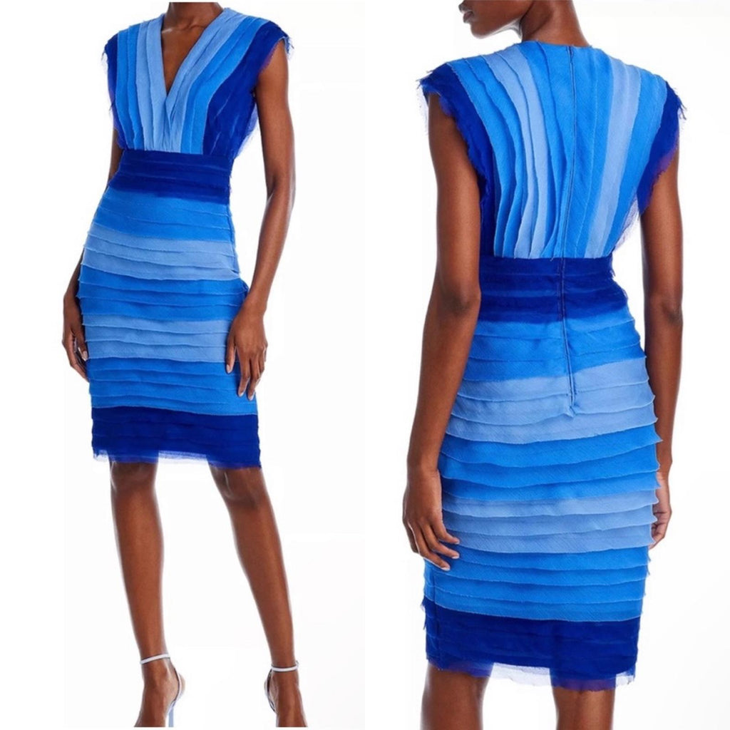 Tadashi Shoji Huxton Banded Ombré Midi Dress, Size 2 New w/Tag Retail $408
