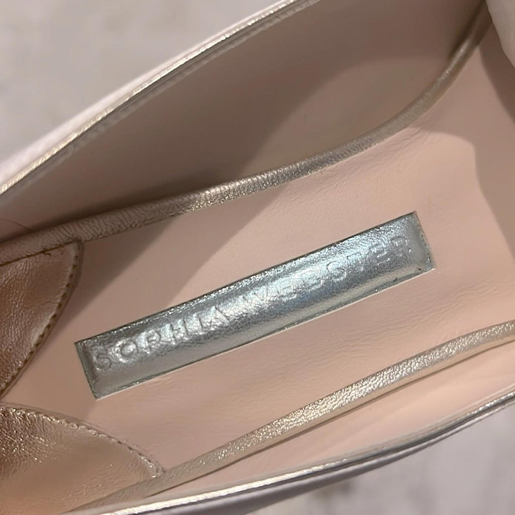 Sophia Webster Margaux Embellished Pointed Toe Pumps in Ivory Satin, Size 38 NEW