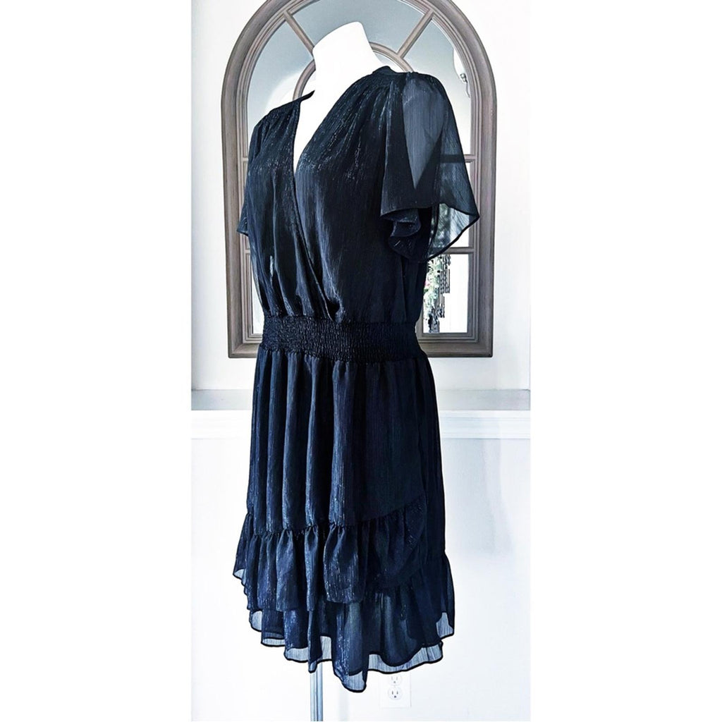 Michael Kors Tiered Smocked Dress w/Flutter Sleeve & Surplice Neckline Sz 1X NWT