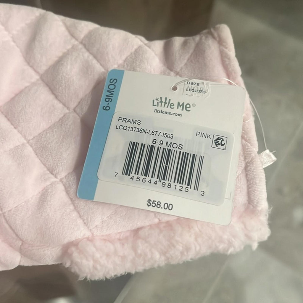 Little Me Bear Quilted Velour Pram/Snowsuit in Pink, 6-9 Months New with Tag