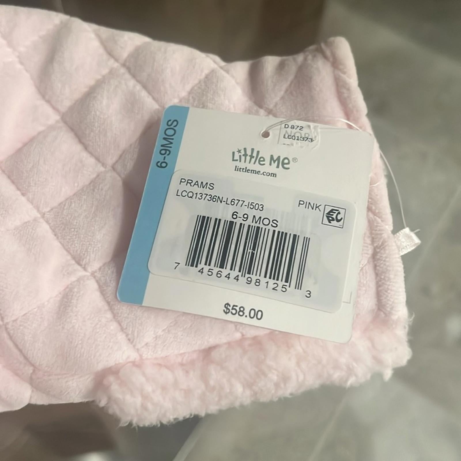 Little Me Bear Quilted Velour Pram/Snowsuit in Pink, 6-9 Months New with Tag