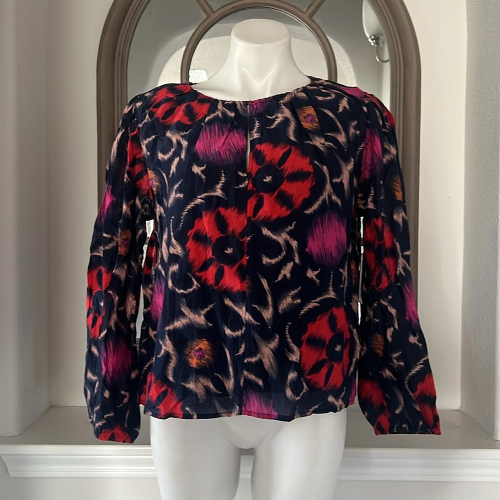 Velvet by Graham & Spencer Fraser Printed Silk Cotton Voile Top in Twilight $207