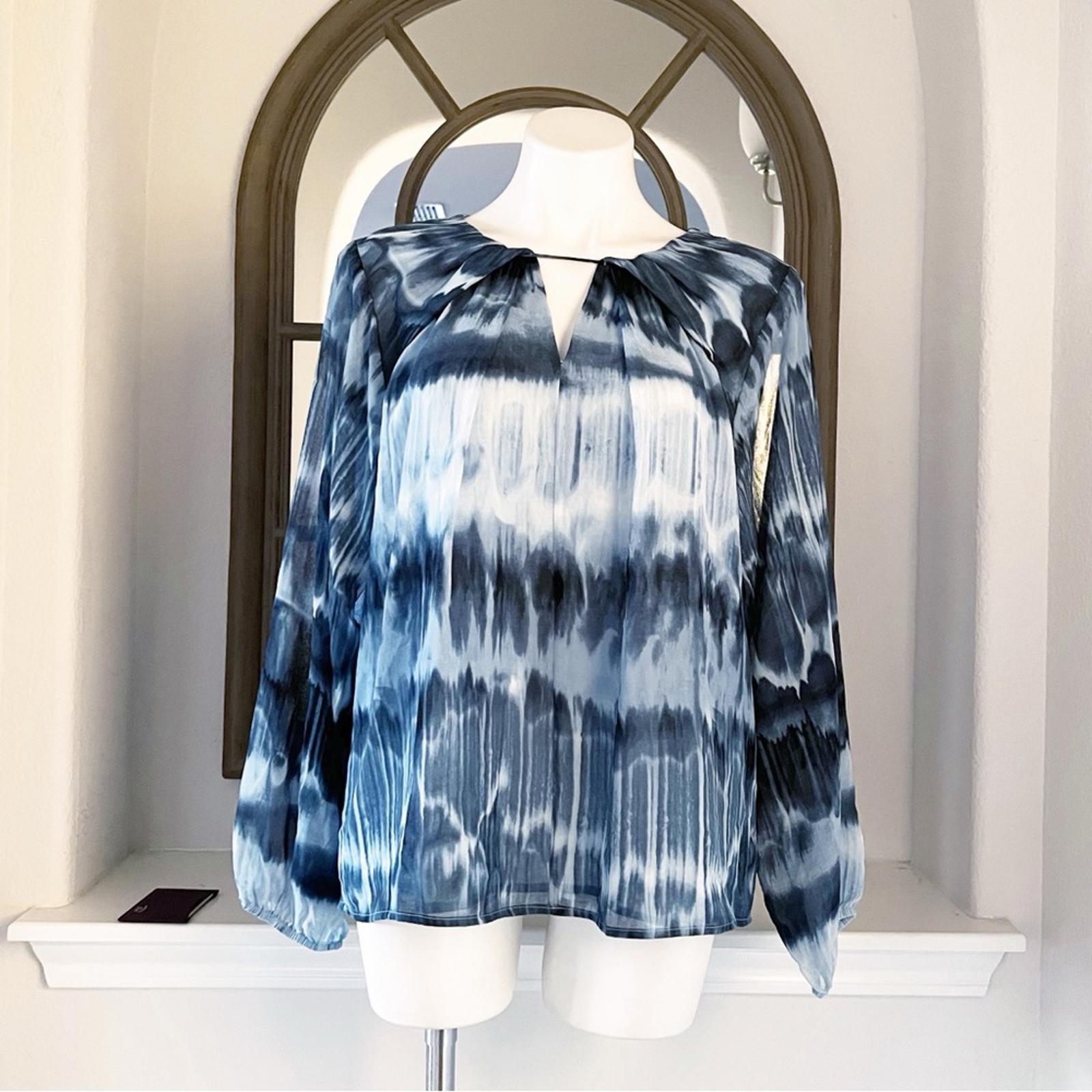 NEW Calvin Klein Ruched Tie Due Top, Blue Size Large New w/Tag Retail $89.50