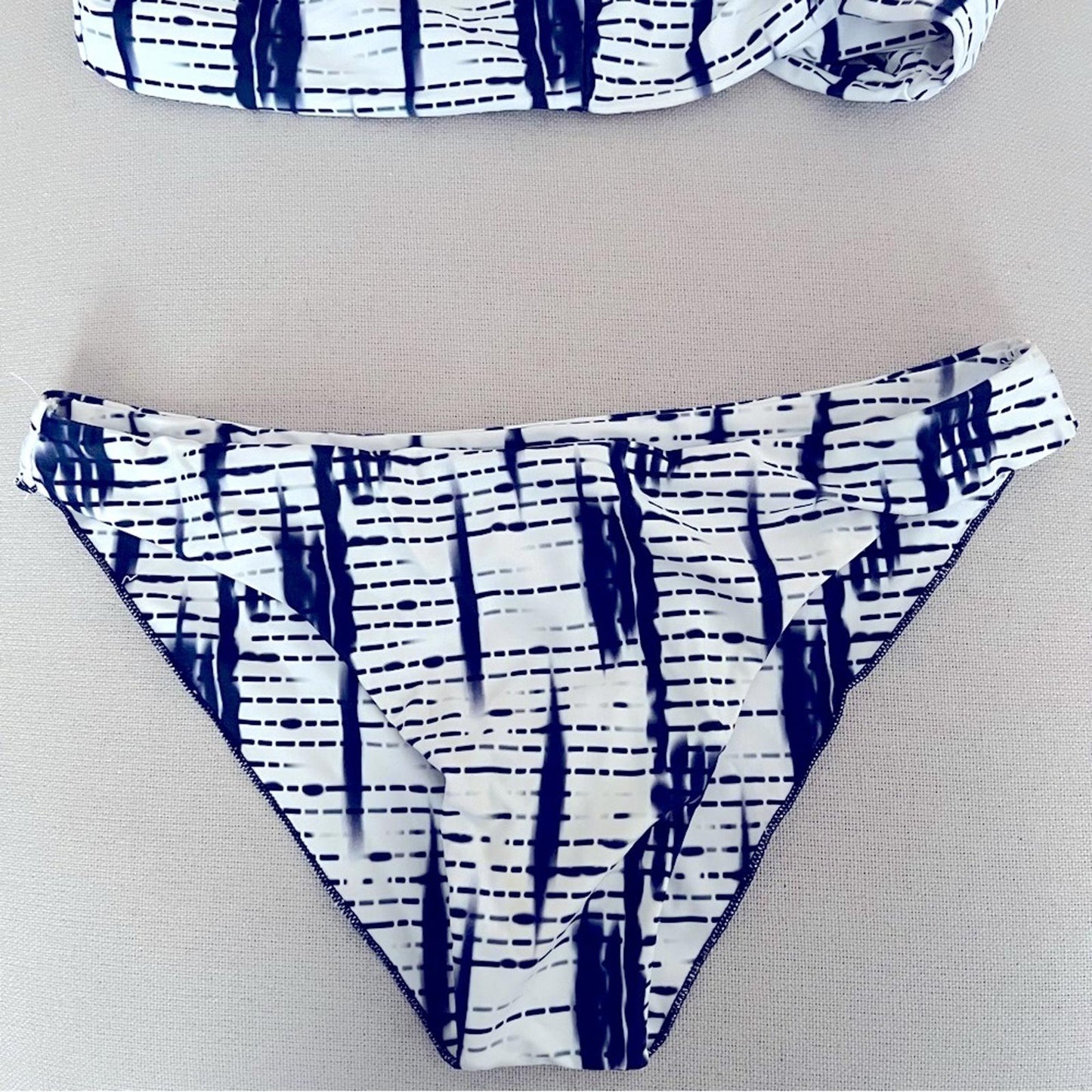 ZAFUL Blue Stripe Printed Cross Back Bikini Set Size L NEW