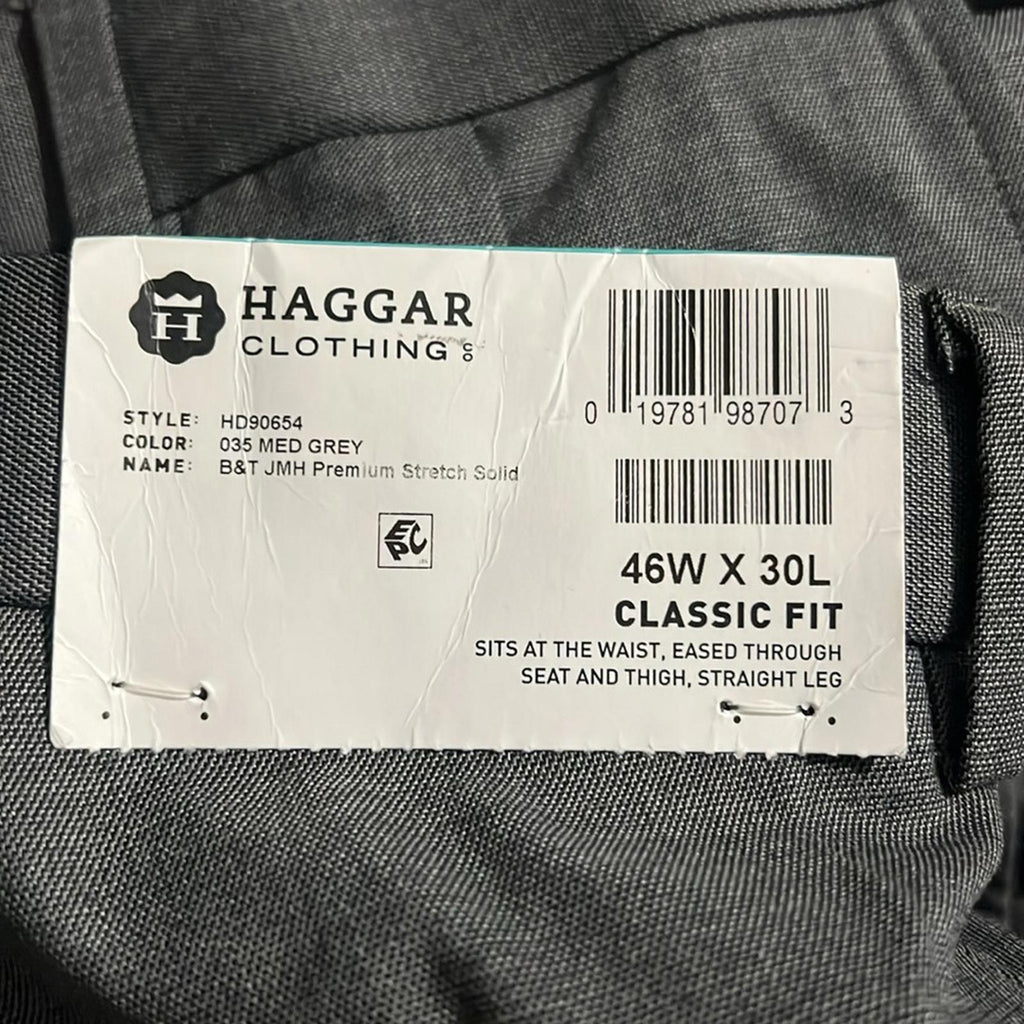 JM Haggar Premium Dress Pants, Stretch Solid Pleated Classic Fit Size W46 X L30