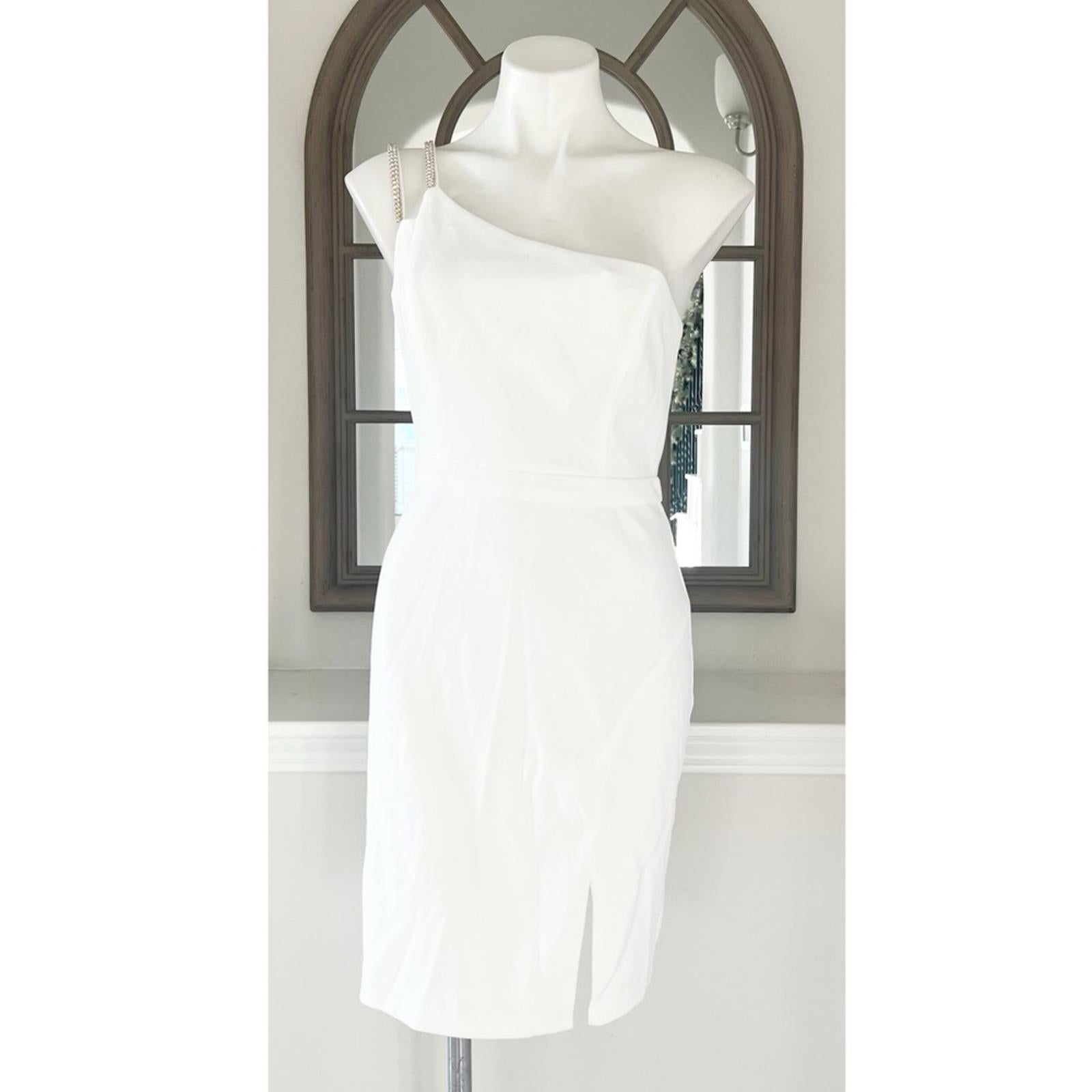 Bloomingdale’s Aqua Asymmetrical Scuba Double Strap Sheath Dress Size 8 NWT $228