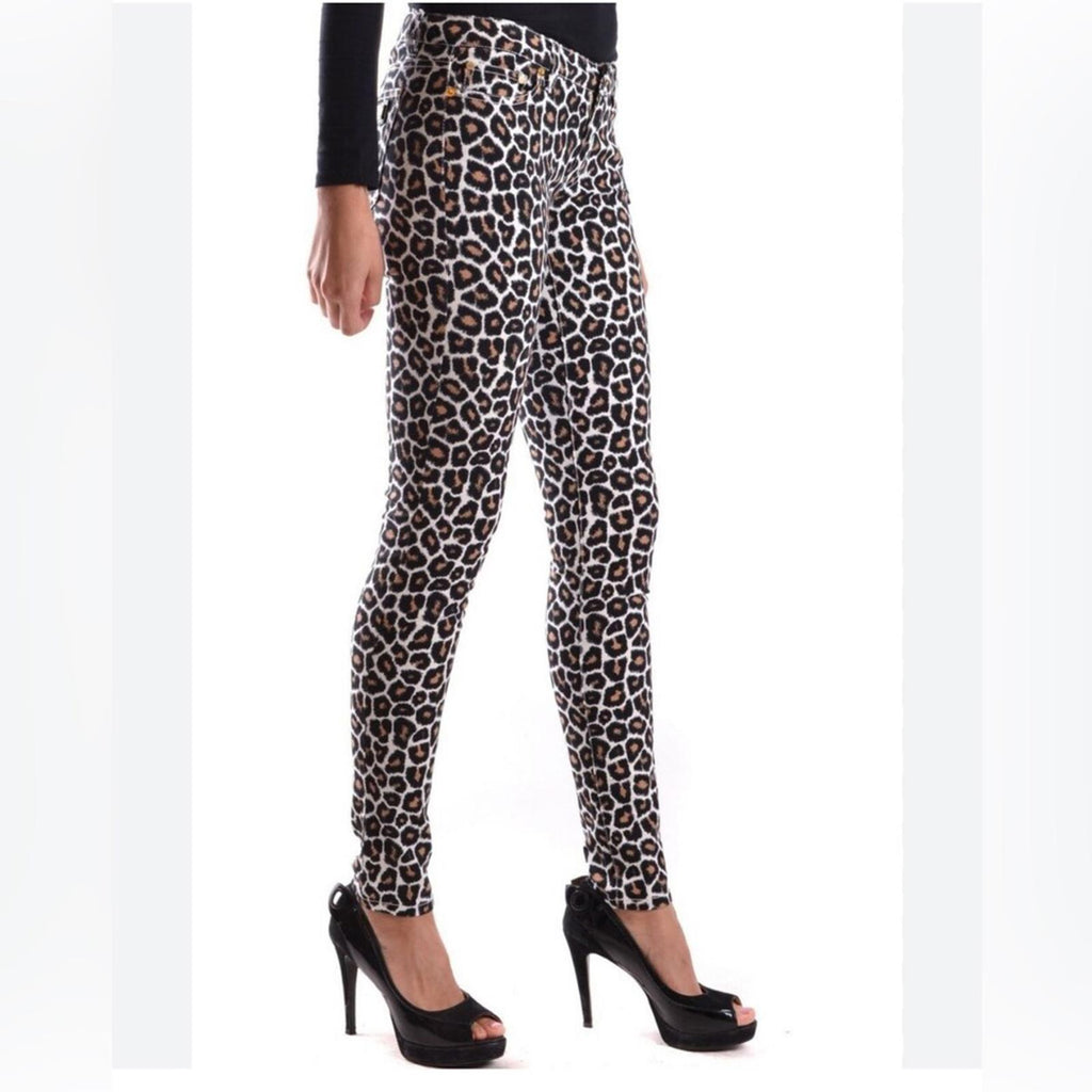 Michael Kors Animal Print Skinny Jeans, Black/ Purple/ White Size 2
