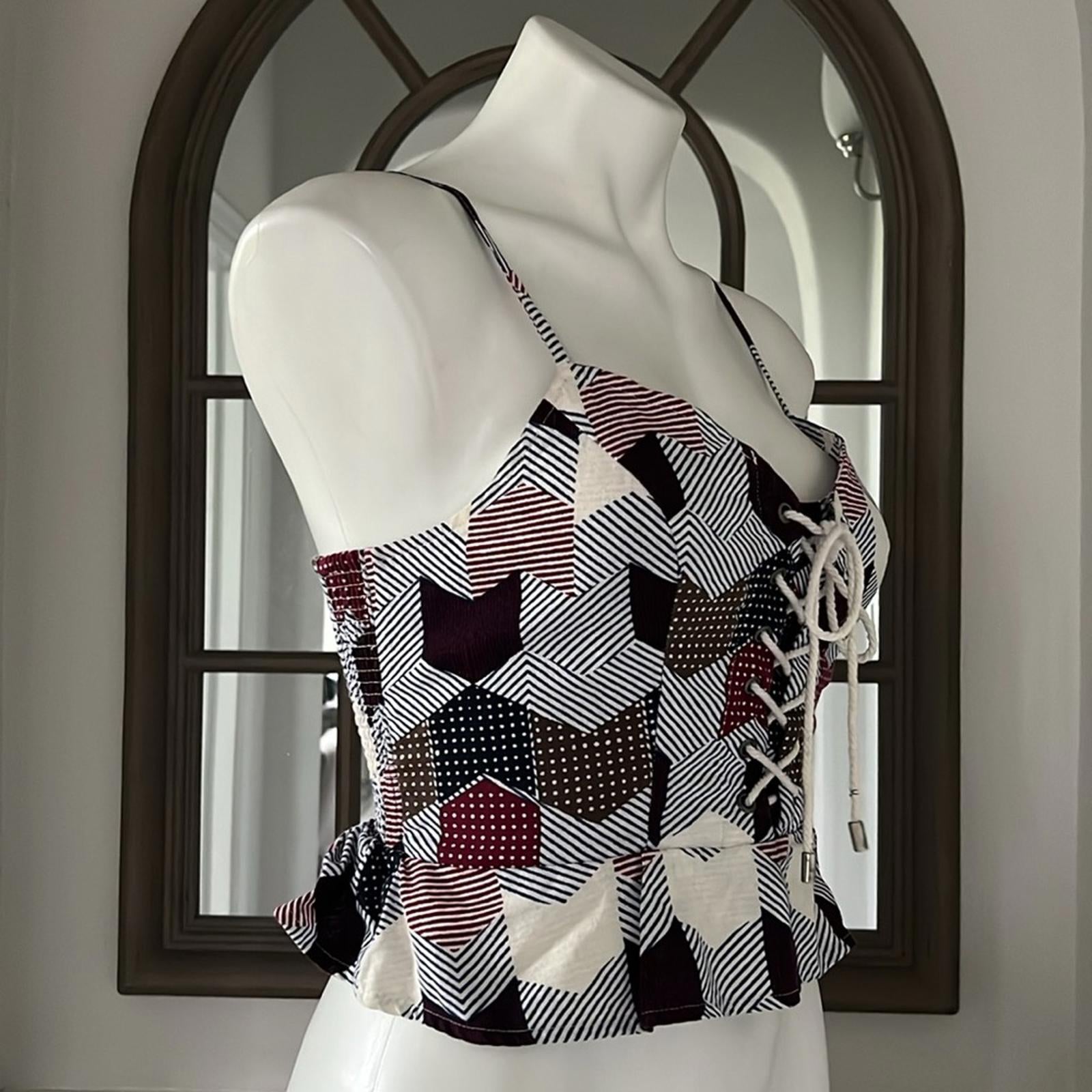 Free People Smock Back Lace-Up Front Peplum Top, Size M EXCELLENT! Retail $78