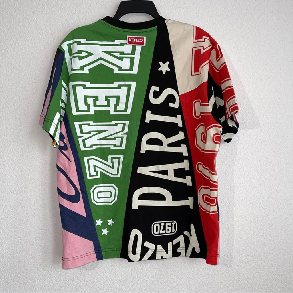 KENZO Flag Print Oversize Cotton T-Shirt, Size S New w/Tag Retail $475