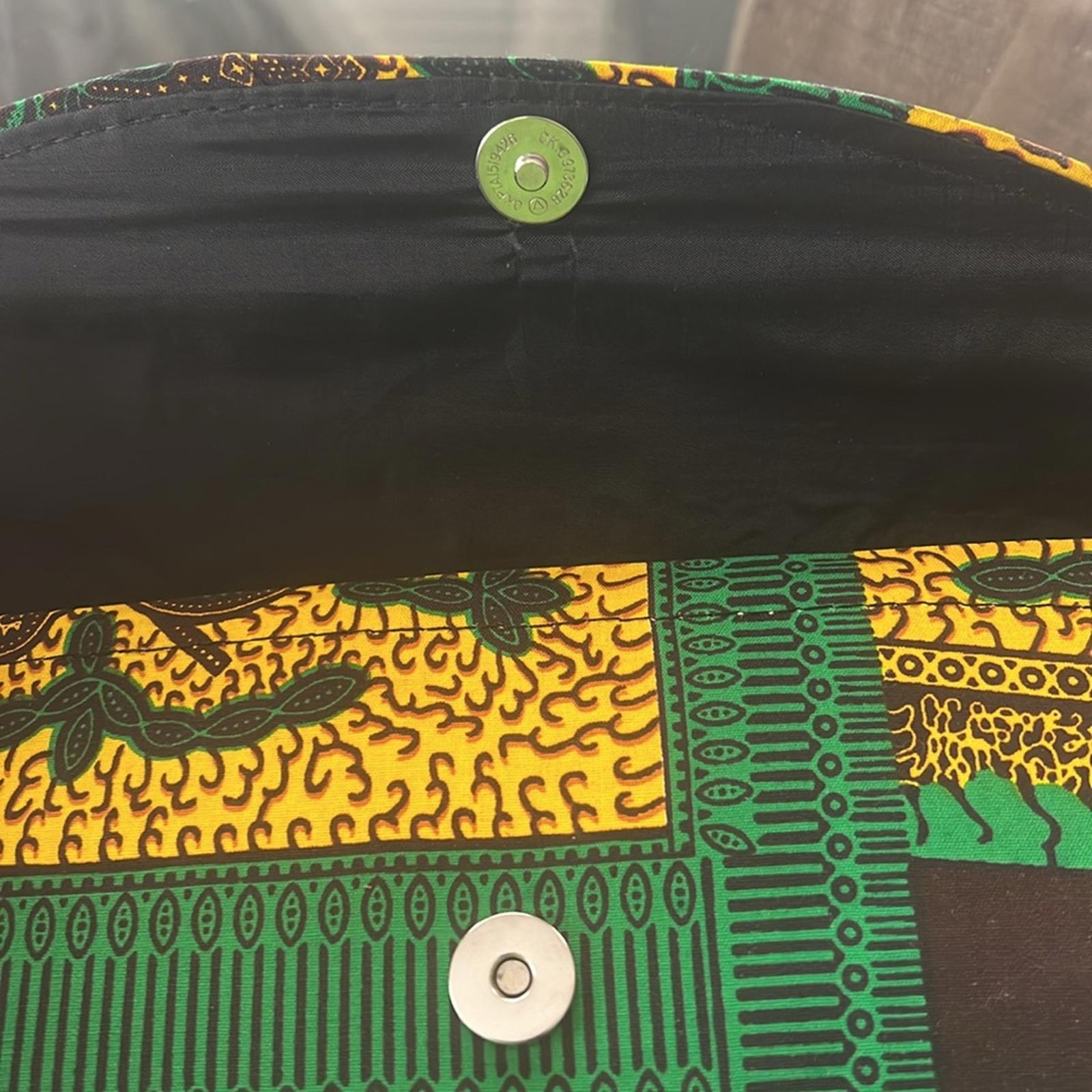 NEW Handmade Ankara Clutch Bag, Yellow/Green (No tags)