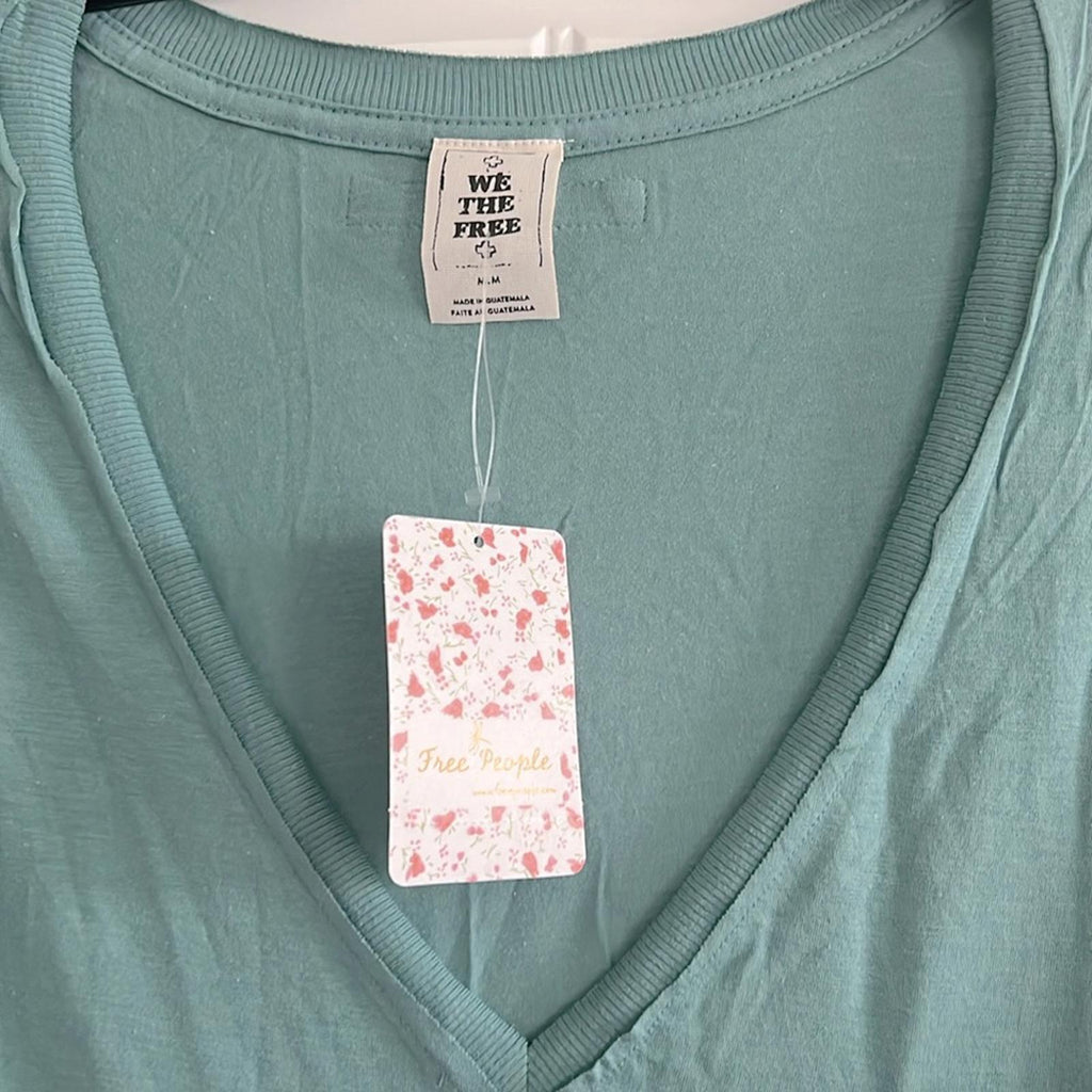 Free People Ronnie Basic T-Shirt in Green, Size Medium New w/Tag